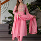 Silk Blend Embroidered Anarkali Kurta with Pant & Dupatta
