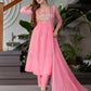 Silk Blend Embroidered Anarkali Kurta with Pant & Dupatta