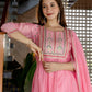 Silk Blend Embroidered Anarkali Kurta with Pant & Dupatta