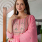 Silk Blend Embroidered Anarkali Kurta with Pant & Dupatta