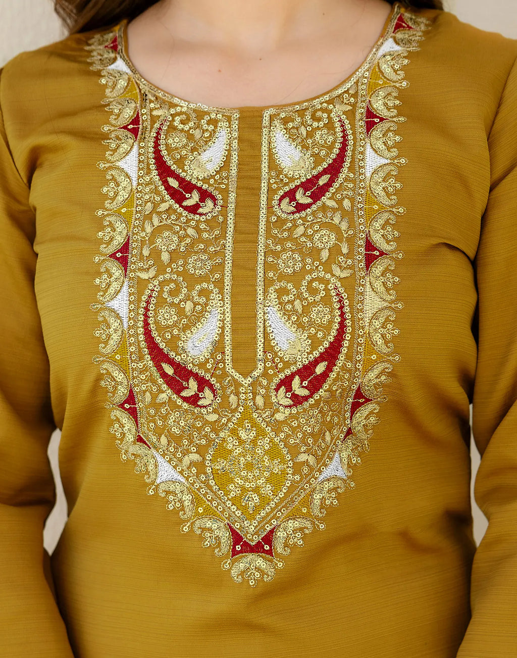 Silk Blend Embroidered Straight 3 Piece Kurta Set