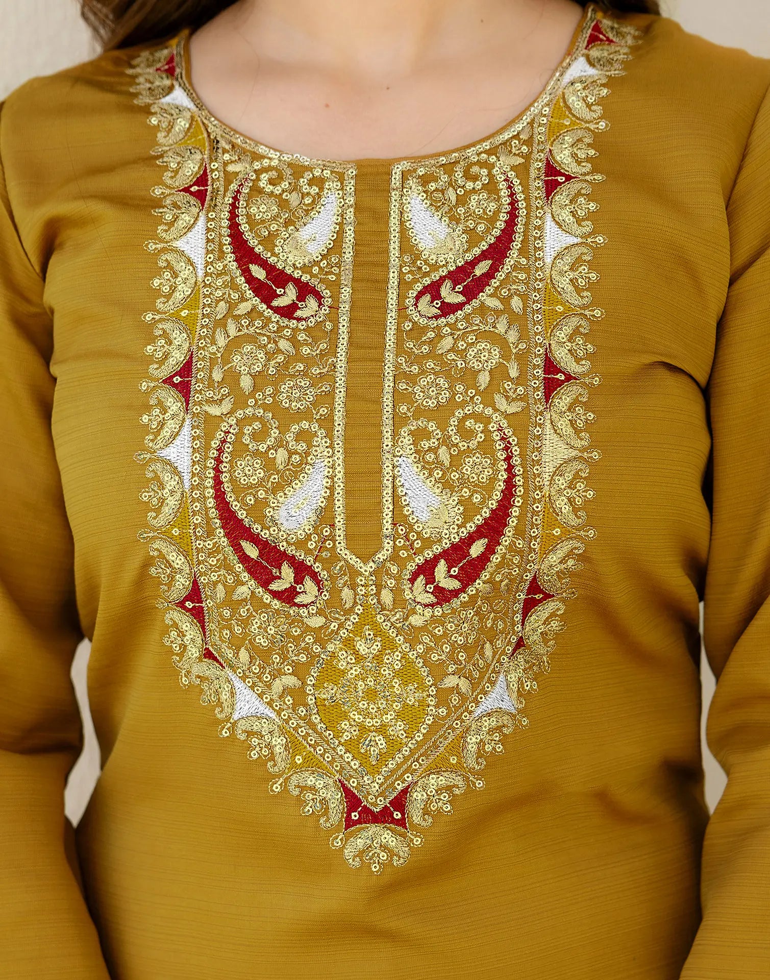 Silk Blend Embroidered Straight 3 Piece Kurta Set