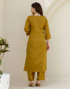 Silk Blend Embroidered Straight 3 Piece Kurta Set