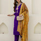 Silk Embroidered Straight Kurta with Pant & Dupatta