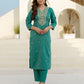 Silk Embroidered Straight Kurta with Pant & Dupatta