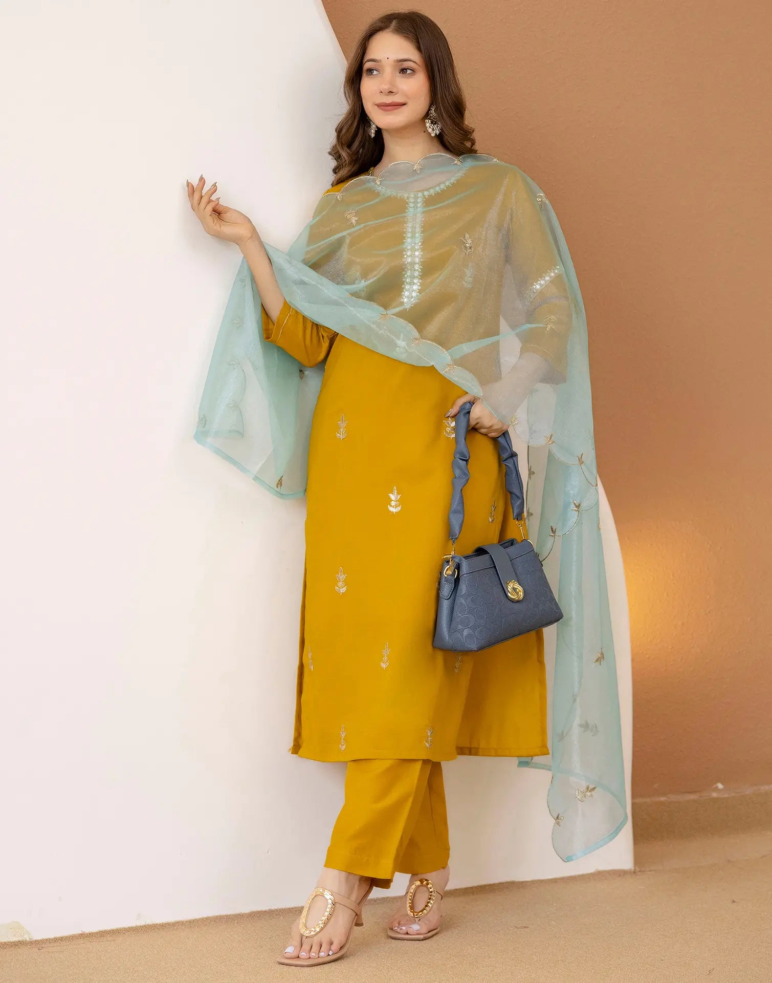 Viscose Rayon Embroidered Straight 3 Piece Kurta Set