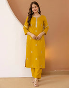 Viscose Rayon Embroidered Straight 3 Piece Kurta Set