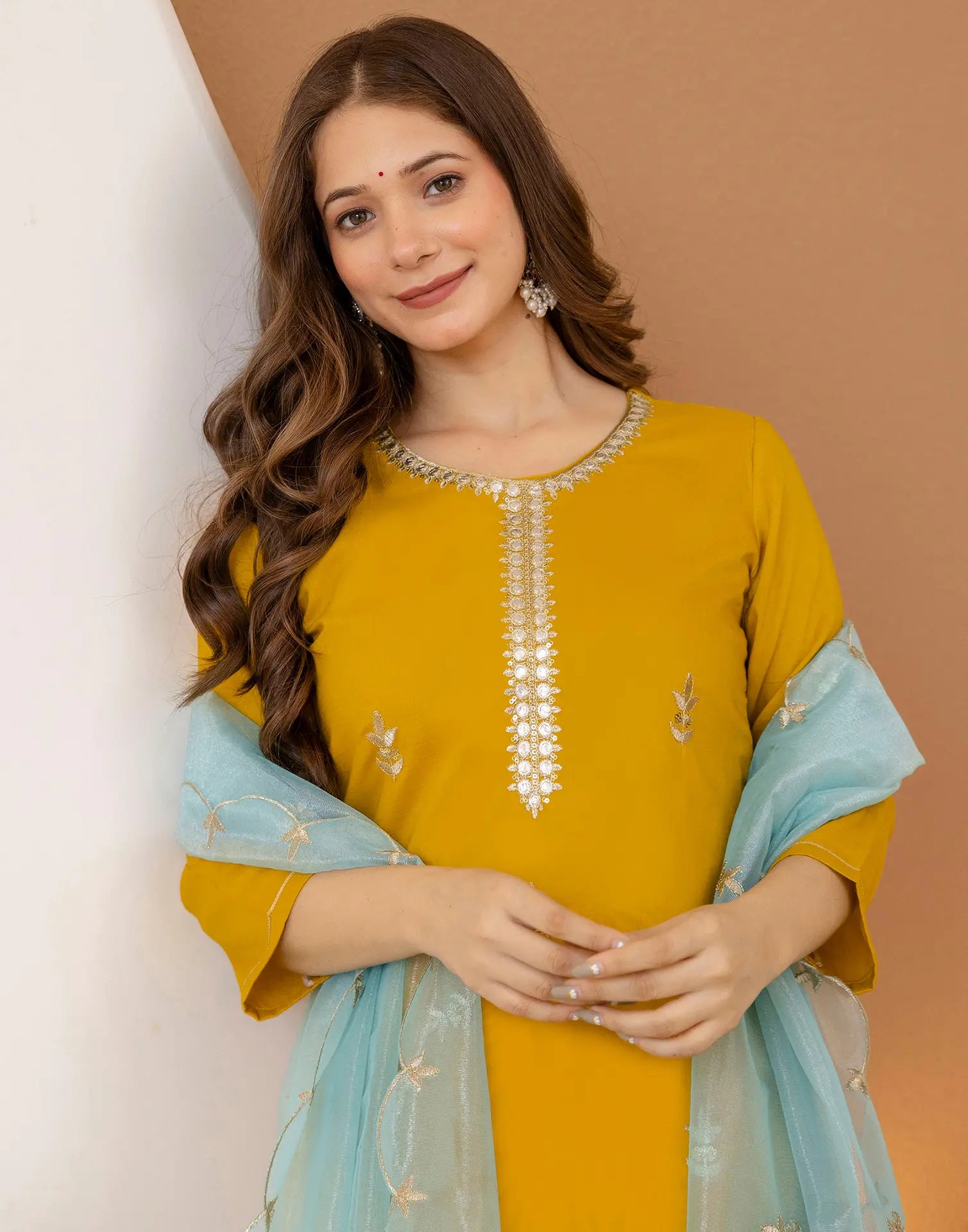 Viscose Rayon Embroidered Straight 3 Piece Kurta Set
