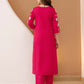 Cotton Blend Embroidered Straight Kurta with Pant & Dupatta