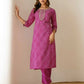 Pink Cotton Printed Kurta Set with Pant & Dupatta under 999