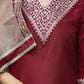 Silk Blend Sequins Embroidery Lace Straight Kurta with Pant & Dupatta