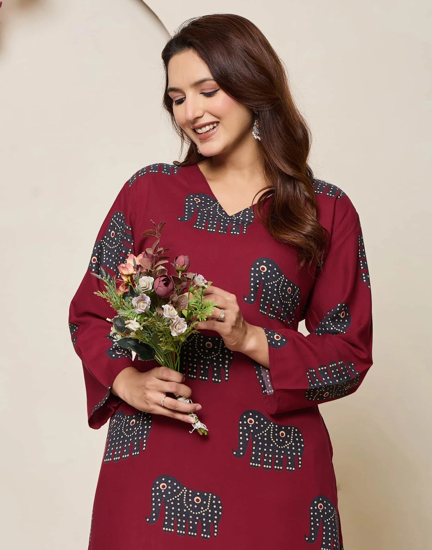 Cotton Printed V-Neck Co-ord Set