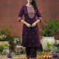 Chinnon Embroidered Round Neck Straight Kurta with Pant & Dupatta