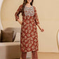 Cotton Printed Straight Kurta with Pant & Dupatta