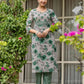 Grey Cotton Printed Straight Kurta Set with Pant and Dupatta