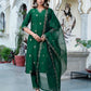 Silk Blend Embroidered Straight Kurta with Pant & Dupatta