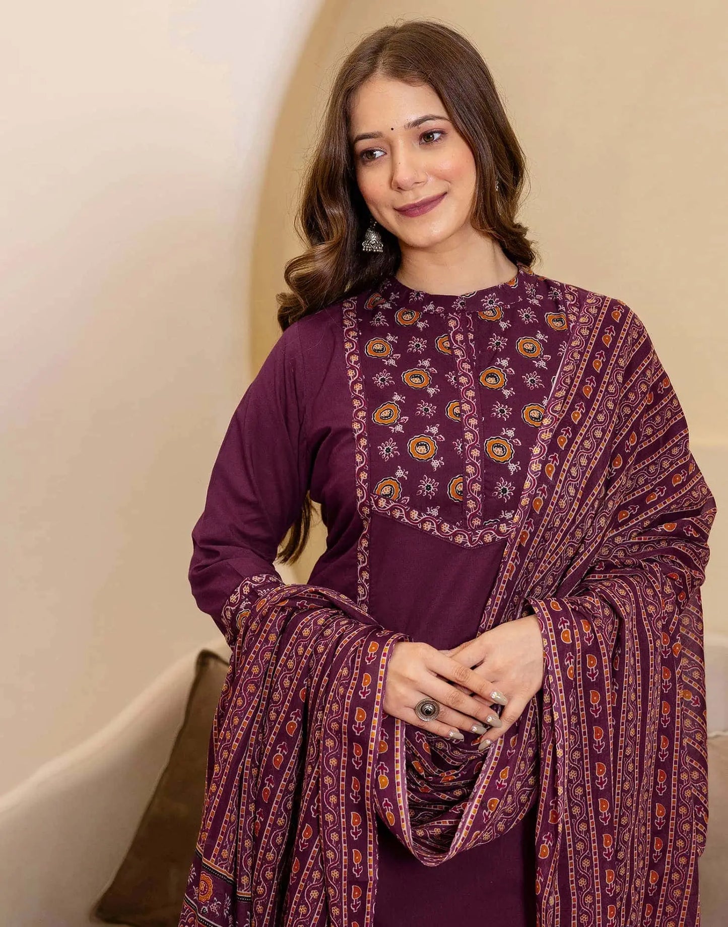 Cotton Printed Straight Kurta with Pant & Dupatta