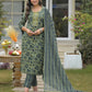 Cotton Embroidered Round Neck Straight Kurta with Pant & Dupatta
