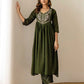 Green Silk Sequin Anarkali Kurta Set with Pant & Dupatta under 1299 