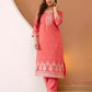 Silk Blend Embroidered Straight Kurta with Pant & Dupatta