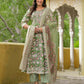 Cotton Anarkali Printed Round Neck Kurta with Pant & Dupatta