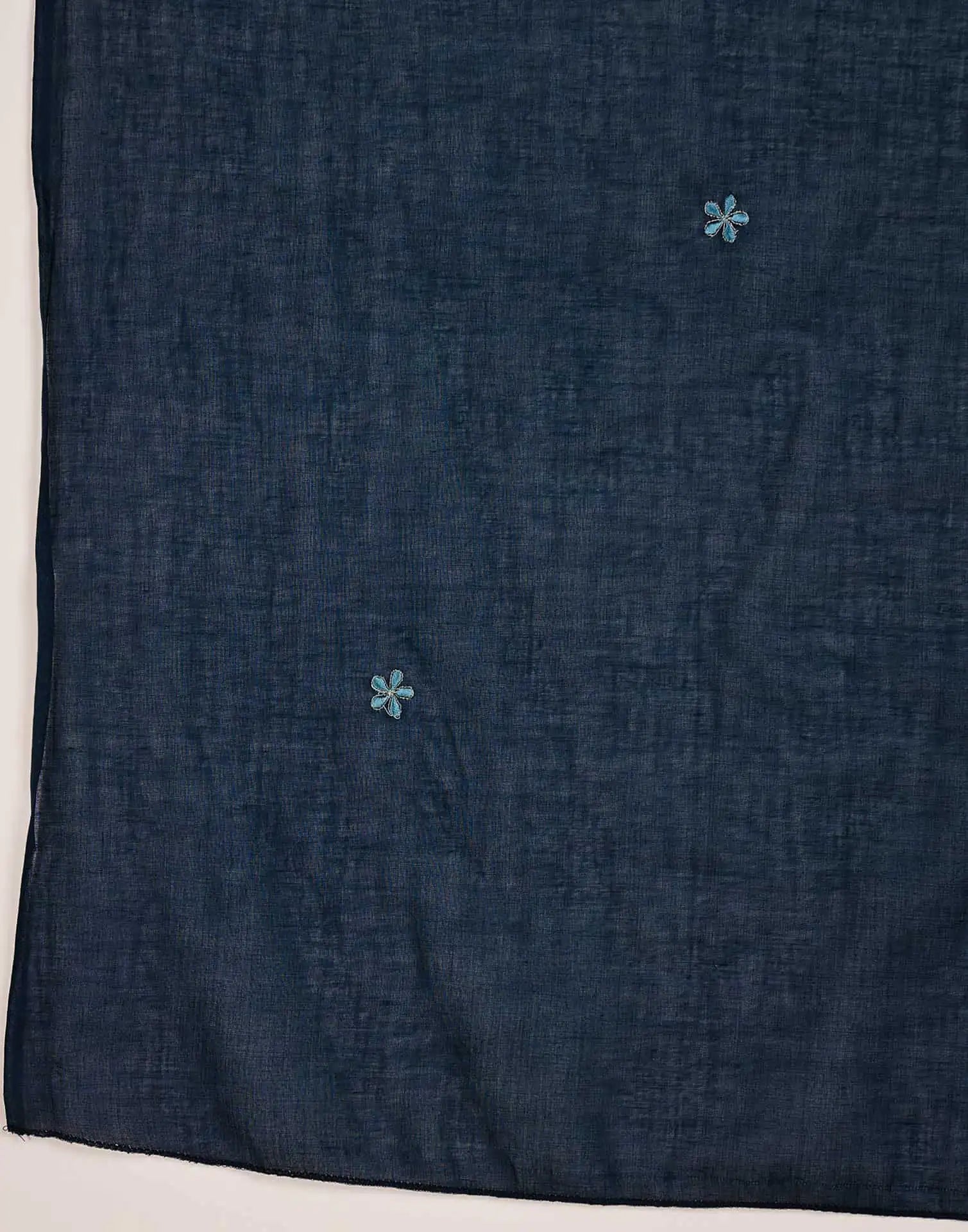 Blue Cotton Embroidered Anarkali Kurta with Pant & Dupatta for Women