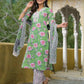 Cotton Straight Printed V-Neck Kurta with Pant & Dupatta