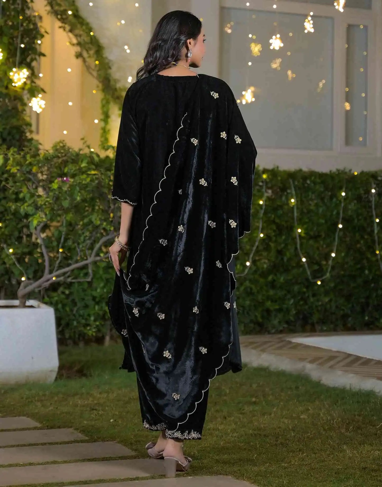 velvet kurta set for women