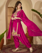 Silk Embroidered Straight 3 Piece Kurta Set