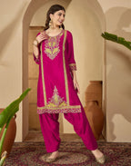 Silk Embroidered Straight 3 Piece Kurta Set