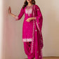Silk Embroidered Straight Kurta with Pant & Dupatta