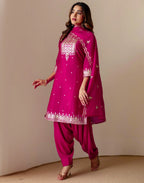 Silk Embroidered Straight 3 Piece Kurta Set