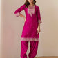 Silk Embroidered Straight Kurta with Pant & Dupatta