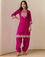 Silk Embroidered Straight 3 Piece Kurta Set