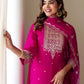 Silk Embroidered Straight Kurta with Pant & Dupatta
