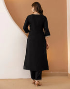 Silk Embroidered Straight 3 Piece Kurta Set