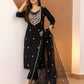 Silk Embroidered Straight Kurta with Pant & Dupatta