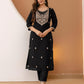Silk Embroidered Straight Kurta with Pant & Dupatta