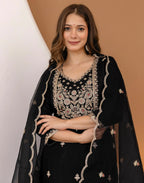 Silk Embroidered Straight 3 Piece Kurta Set