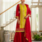 Silk Straight Embroidery V-Neck Kurta with Pant & Dupatta