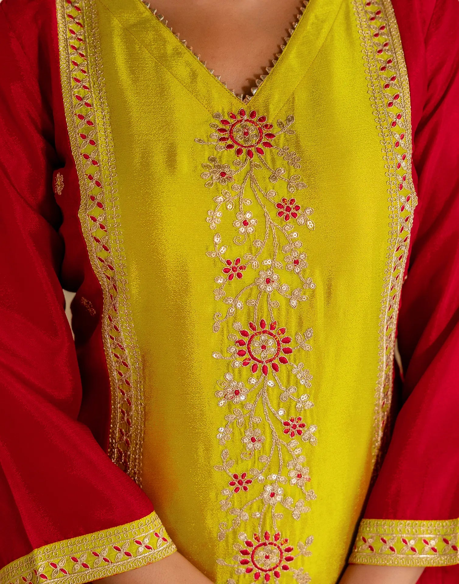 Silk Embroidered Straight 3 Piece Kurta Set