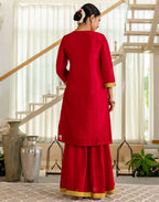 Silk Embroidered Straight 3 Piece Kurta Set