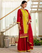 Silk Embroidered Straight 3 Piece Kurta Set
