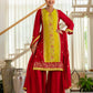 Silk Straight Embroidery V-Neck Kurta with Pant & Dupatta