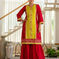 Silk Straight Embroidery V-Neck Kurta with Pant & Dupatta