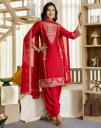 Silk Embroidered Straight 3 Piece Kurta Set