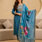 Silk Embroidered Straight Kurta with Pant & Dupatta