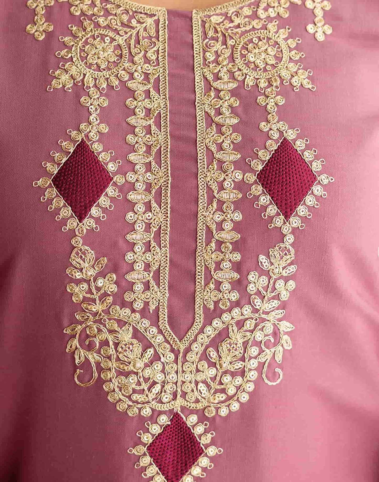Silk Embroidered Straight Kurta with Pant & Dupatta