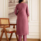 Silk Embroidered Straight Kurta with Pant & Dupatta