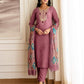 Silk Embroidered Straight Kurta with Pant & Dupatta